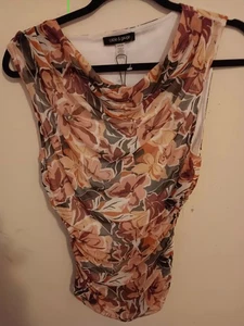 Cable & Gauge Blouse, Women's Size Small, Floral, Sleeveless, Lined, Gathered, - Picture 1 of 7