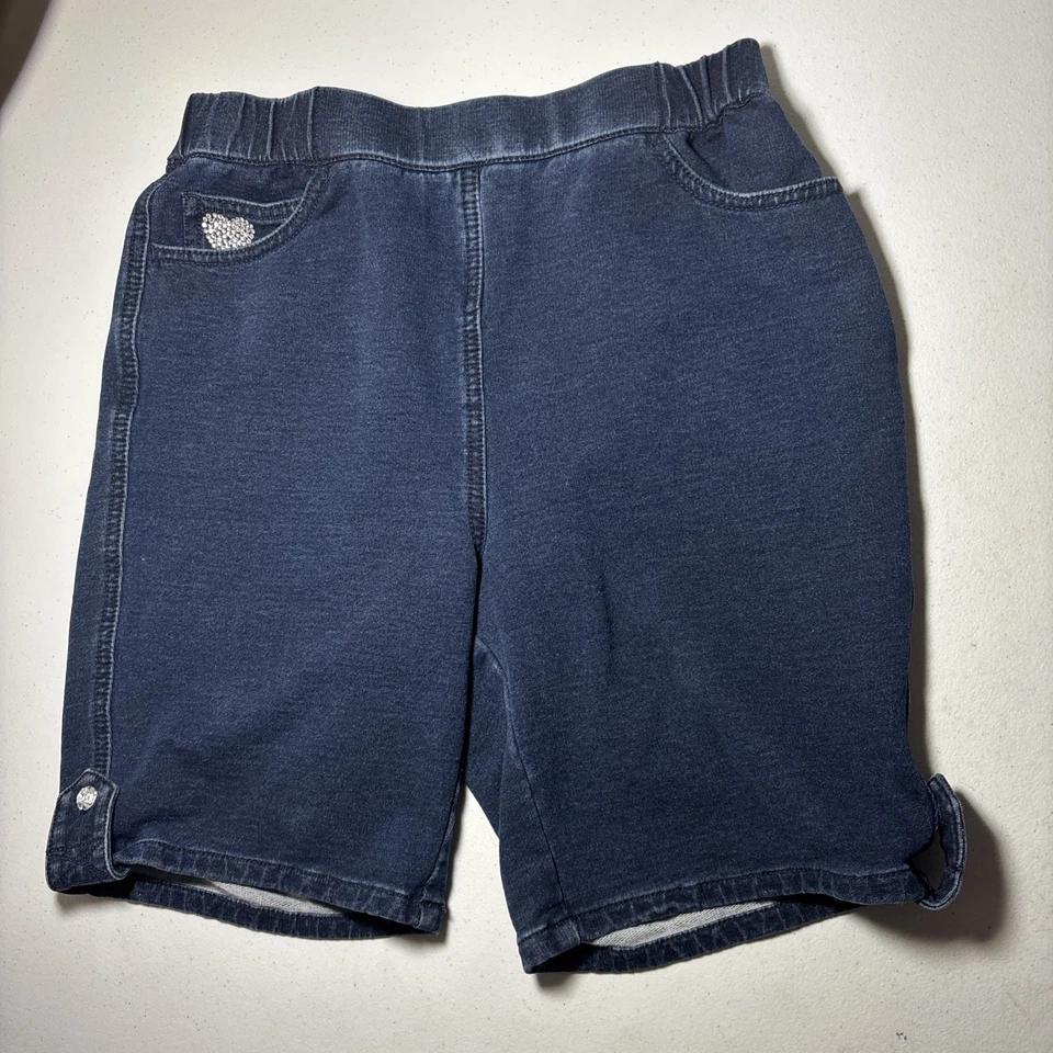 Dream Jeannes by Quacker Factory Women Pull On Jean Shorts XS Blue Faded Denim - Image 1 of 4