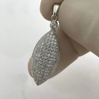 Real Moissanite 2.00Ct Round Cut Women's Wedding Pendant 14K White Gold Plated - Image 1 of 4