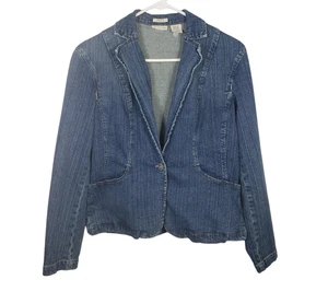 Chaqueta vaquera Saint John's Bay para mujer botones bolsillos elásticos azul talla mediana - Imagen 1 de 10