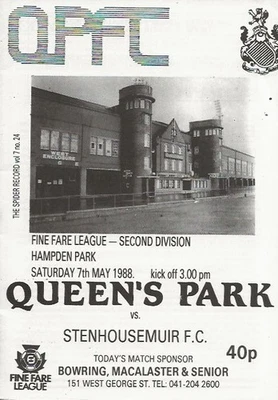 Queens Park v Stenhousemuir Scottish League Second Division 7th May 1988 - Image 1 of 4