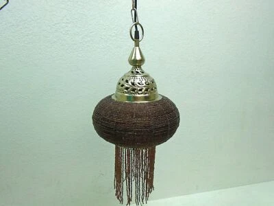 LightMakers LAHTEEFA Hanging Lamp in Nickel with Purple Dangling Beads BOX DMG - Image 1 of 4