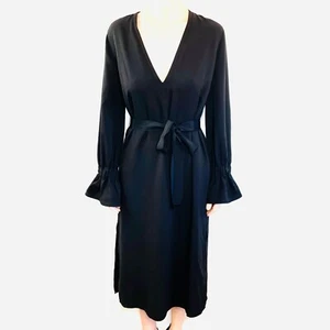 C/MEO COLLECTIVE Size S 8 Black V Neck Shift Dress Designer Label - Picture 1 of 11
