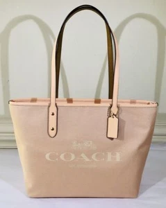 COACH Signature Horse and Carriage City Jacquard Leather Zip Tote Bag - Picture 1 of 9