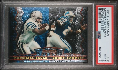 1994 Topps Stadium Club Bowman's Best Barry Sanders, Marshall Faulk (RC) PSA 9 - Imagem 1 de 2