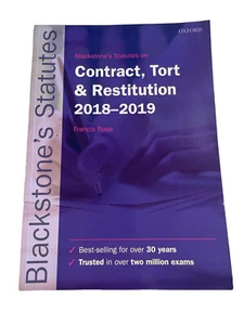 Blackstone's Statutes on Contract, Tort & Restitution 2018-2019 by Frances Rose - Picture 1 of 5