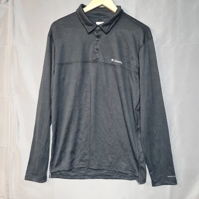 Columbia Omni Shade Polo Shirt Men L Black Long Sleeve Pullover - Image 1 of 4
