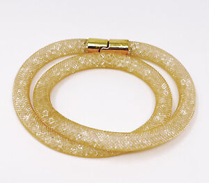 Swarovski Beige/Gold Stardust Double Wrap Bracelet/Choker Magnetic Closure