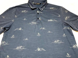 Travis Mathew Mens Pullover Knit Short Sleeve Cotton Polyester Navy Polo Shirt M - Picture 1 of 4