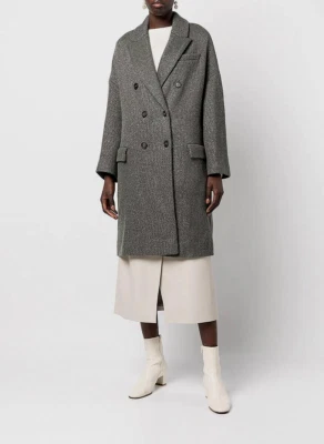 NUEVO CON ETIQUETAS $8995 Abrigo Brunello Cucinelli Mujer Cachemira Brillante DB con Cuentas 42 W242 Foto 1 de 4