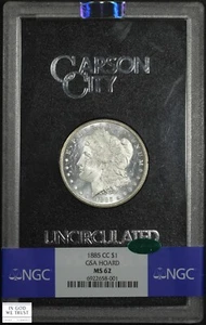 1885 CC GSA Hoard Hardpack Carson City Morgan Silver Dollar $1 NGC MS 62 CAC - Picture 1 of 5
