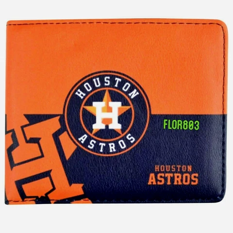 Houston Astros MLB Men's Printed Logo Leather Bi-Fold Wallet Cover