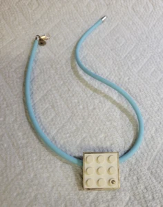 Forever Young Lego Brick Sterling/14kt Pendant Necklace JacQueline Sanchez~Rare~ - Picture 1 of 5