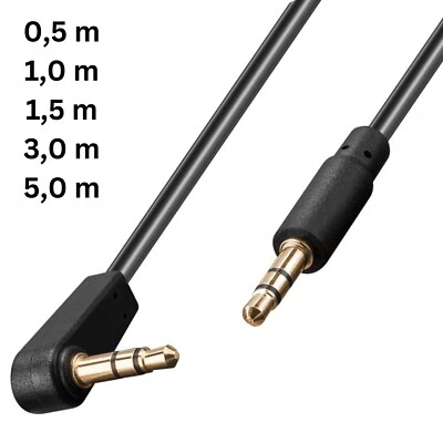 0,5m 1m 1,5m 3m 5m Winkel Klinke 3,5mm Stereo Stecker 3,5 mm 90° AUX Kabel Gold - Bild 1 von 4