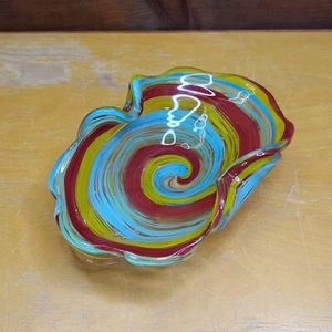 Art Glass Swirl Pattern Bowl, Dish Or Ashtray Unmarked - Picture 1 of 12