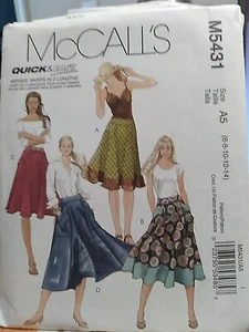 McCall's 5431 Size A5 6-14 Misses' Skirt in Two Lengths Pattern - Picture 1 of 3