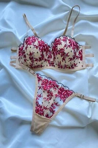 Women Embroderie lingerie set push up Bra And Panty Set - Picture 1 of 3