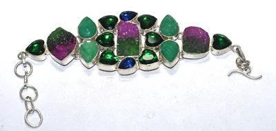 Ametrine Druyzy Peridot Tanzanite Gemstone Handmade Bracelet Jewelry Size 8 Inch - Image 1 of 4