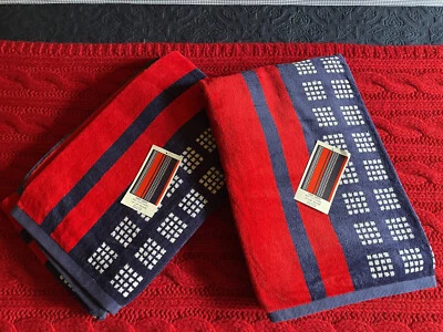 2 RESTORATION HARDWARE SHIP AHOY RED WHITE BLUE STRIPE 34X68 VELOUR BEACH TOWELS - Image 1 of 4