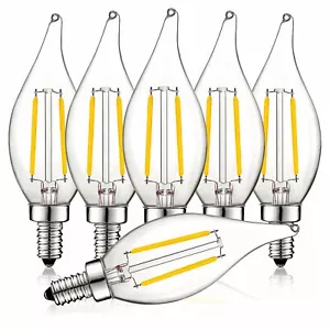 Luxrite 4W Vintage Candelabra LED Bulb Dimmable 3000K 400lm Flame Tip E12 6-Pack - Picture 1 of 7