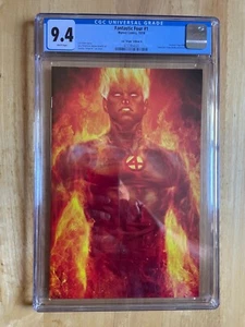 FANTASTIC FOUR #1 HUMAN TORCH CGC 9.4! STANLEY "ARTGERM" LAU VIRGIN CVR! - Picture 1 of 4