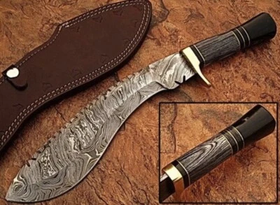 12' CUSTOM HANDMADE DAMASCUS STEEL  HUNTING FIXED BLADE BOWIE SURVIVAL KNIFE Foto 1 de 2