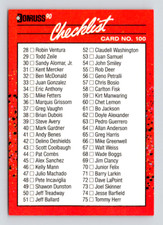1990 Donruss Card, #100 Checklist, Unmarked