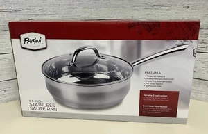 Neu Parini 9,5 Zoll Edelstahl Bratpfanne mit gehärtetem Deckel Glas - Bild 1 von 3
