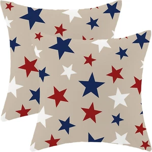 4Th of July Pillow Covers 18 X 18 Inch, Red Blue White Patriotic Star Decor Thro - Picture 1 of 12