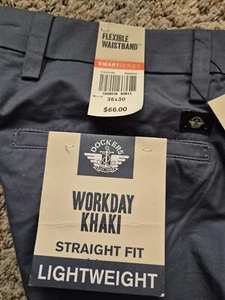 Dockers Men's Workday Khaki Lightweight Straight Fit Pants Khaki 36X30 Navy Blue - Picture 1 of 13