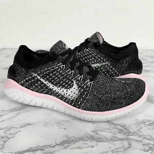 Nike Free RN Flyknit Nero Rosa Schiuma 6 Donna 4.5 Giovani 942839-007 Nuove - Foto 1 di 8