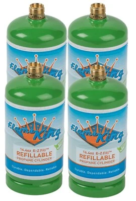 4-Pack 1lb Refillable Camping Propane Tank Cylinder 16.4 oz Bottle Ships Empty - Image 1 of 4