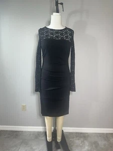 Nicole Miller Kleid Gr. L Damen Schwarz Freizeit Spitze Stretch Party Hochzeit - Bild 1 von 15