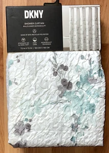 DKNY Wallflower Microsculpt Shower Curtain Green & Gray Floral Fabric 72" X 72" - Picture 1 of 5