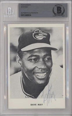 BAS 1967-69 Baltimore Orioles Team Issue Dave May BGS Authentic Auto - Image 1 of 2