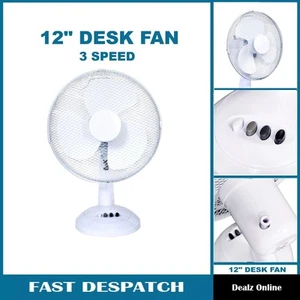 NEW! 12" 3 SPEED OSCILLATING FREE-STANDING COOLING DESK TABLE FAN - Picture 1 of 6