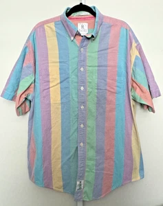 Camisa De Colección Marca Arrow River Manga Corta Rayas Bloque de Color Abotonada Para Hombres XL - Imagen 1 de 8