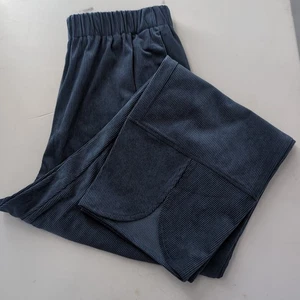 Pantalones de pierna ancha rosa esmeria talla XL azul pizarra bolsillos de pana cintura elástica nuevos con etiquetas - Imagen 1 de 13