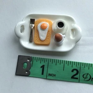 1:12 Miniature Buttered Toast w/ Egg Coffee Breakfast Set Kitchen Food Dollhouse - Picture 1 of 2