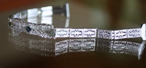 Vintage BATES & BACON "MAJESTIC EXPANDABLE ART DECO W/STONES WATCH BAND/BRACELET - Picture 1 of 17