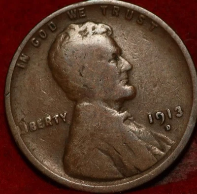 1913-D Denver Mint Copper Lincoln Wheat Cent - Image 1 of 2