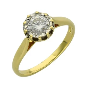 Ladies 18ct Yellow Gold Diamond Solitaire Engagement Ring - Picture 1 of 5