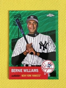 2022 Topps Chrome Platinum Bernie Williams /99 Green Wave Refractor Card # 336 - Picture 1 of 5