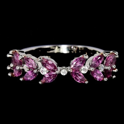 ANEL DE PRATA ESTERLINA 925 GRANADA RODOLITA ROSA ARROXEADA NATURAL AAA TAMANHO 8 - Imagem 1 de 4