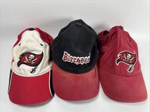 Lot of 3 Vintage Tampa Bay Buccaneers Hats Classic Red/Black NFL 100% Cotton - Picture 1 of 16