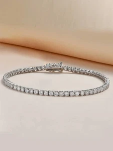 Silver Tennis Bracelet with Sparkling Moissanite Stones – Women’s Jewelry Gift - Picture 1 of 4