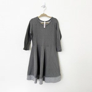 Hanna Andersson Gr. 110 Mädchen 5 grau weiß gepunktet Fit & Flare Kleid Rundhals - Bild 1 von 10