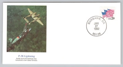 P-38 Lighting FDC Cachet Fellows Ferguson Art Fleetwood c1992 Burbank California - Image 1 of 4