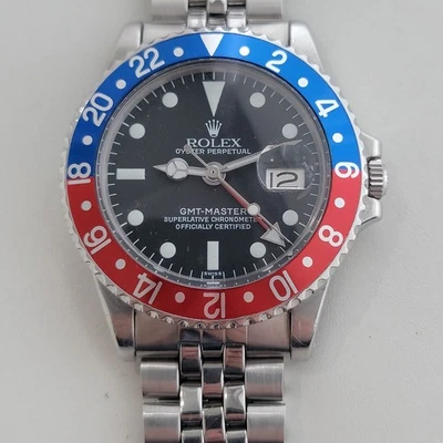 Rolex GMT Master Ref 1675 40mm Lunetta Pepsi Uomo Anni 70 Vintage Automatico RA658 - Immagine 1 di 4