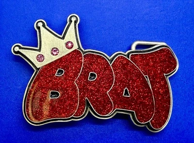 Crown Brat Glitter Red Enamel GRAFITI EXPRESSIONS Siskiyou Pewter Belt Buckle - Image 1 of 4